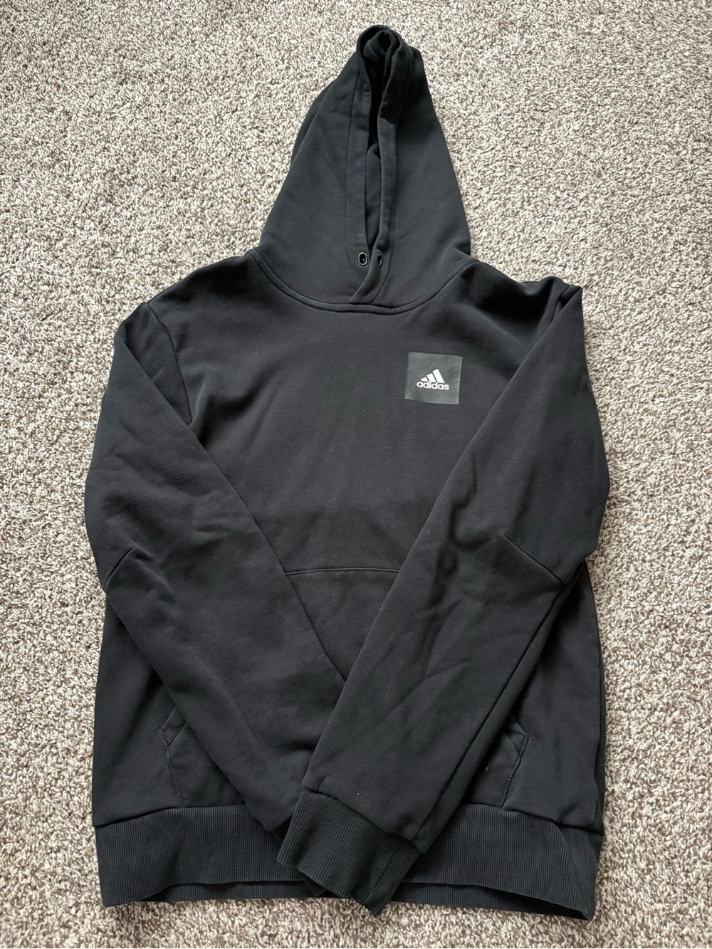 adidas Black Pullover Hoodie with Small Chest Logo